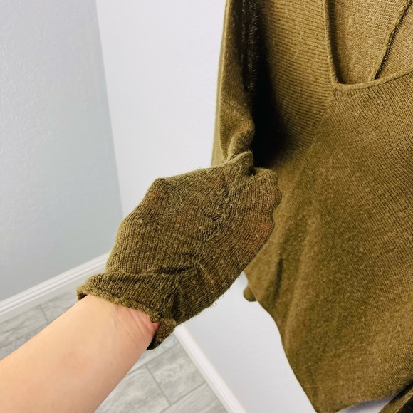 Free People Sadie Dark Olive Green Sweater Dolman Loose Fit Wool Blend  Size S - Picture 5 of 7